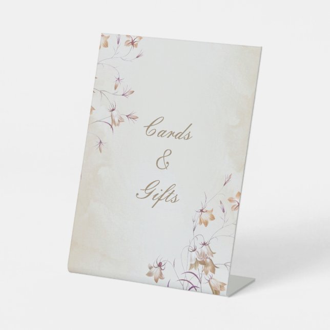 Señal de mesa para tarjetas y regalos de boda flor (Anverso)
