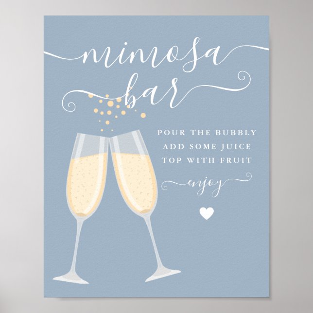 Señal de Mimosa Bar Bridal Shower Wedding Dusty Bl (Frente)