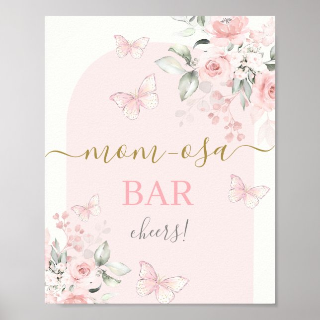Señal de Mimosa Bar de mariposa rosa (Frente)