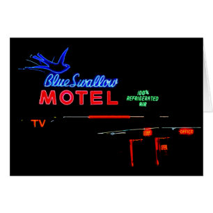 Señal de neón azul del motel del trago, Tucumcari,