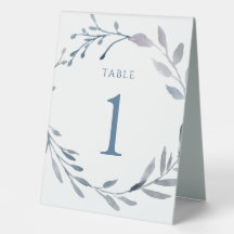 señal de número de mesa acuarela azul polvoriento