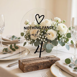 Señal de número de mesa de boda Nada elegante solo