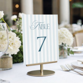 Señal de número de mesa de boda Rayas Azules Atemp