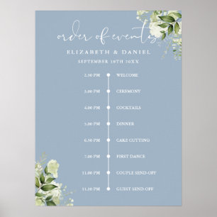 Señal de orden de eventos de boda azul polvoriento