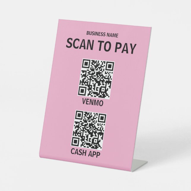 Señal de pago con código QR sin contacto, moderno (Anverso)