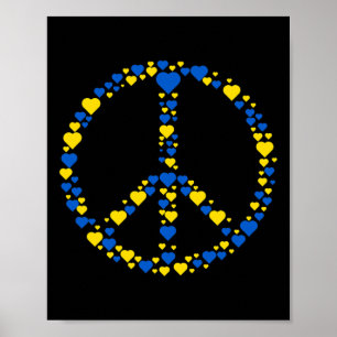 Señal de Paz de Ucrania Corazones Azules y Amarill