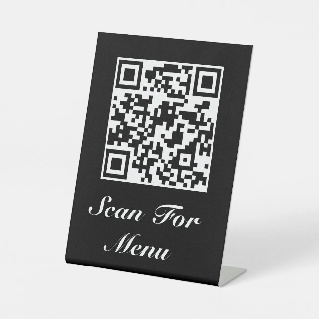 Señal de pedestal Código QR de su menú y/o logotip (Anverso)