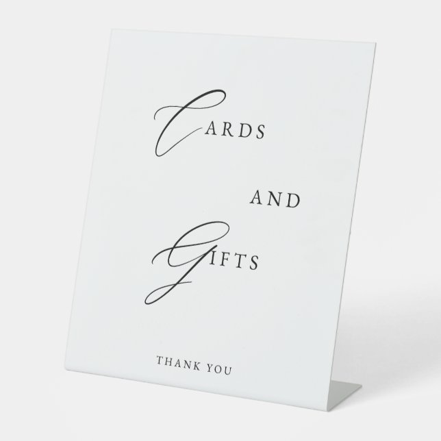 Señal de pedestal de boda de tarjetas y regalos mi (Anverso)