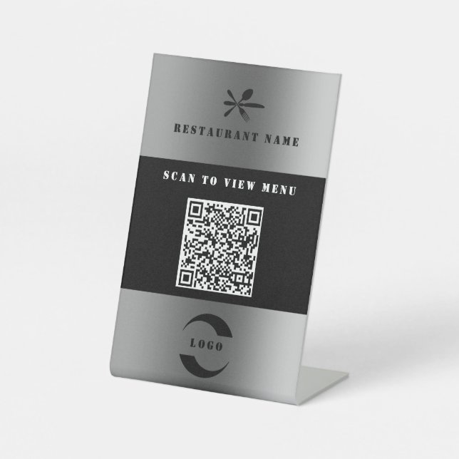 Señal de pedestal de código QR de menú digital pla (Anverso)