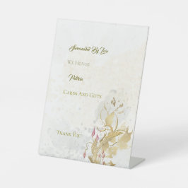 Señal de pedestal de Gold y Rubor Floral 50 cumple