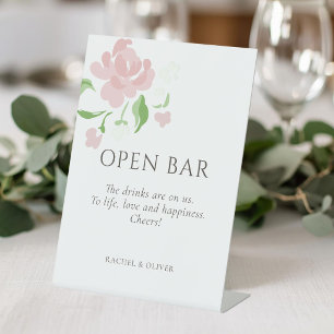 Señal de pedestal de mesa de boda de barra abierta