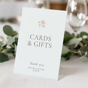 Señal de pedestal de mesa de boda floral blanco