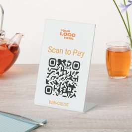 Señal de pedestal de pago con código QR de logotip