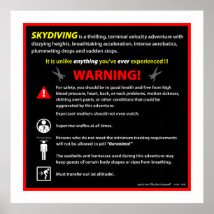 Señal de peligro del parque temático de SKYDIVING