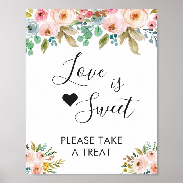 Señal de Postre Dulce Amor Floral Chic (Frente)