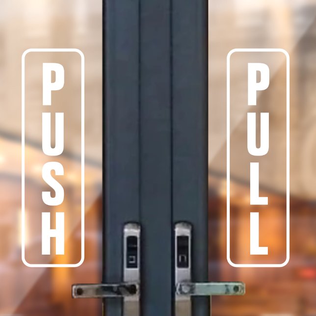 Señal de puerta de vidrio para entrar y salir blan (white transparent push push door sticker window cling)