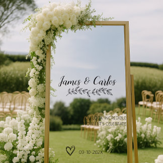 Señal de recepción de bienvenida con Boda espejo