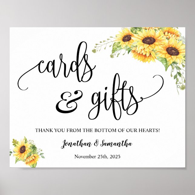 señal de recepción de boda de tarjetas y regalos g (Frente)