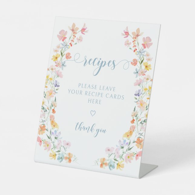Señal de Receta de Ducha Nupcial Chic Floral Paste (Anverso)