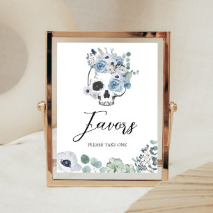 Señal de Recuerdos de Baby Shower Floral Gótico Az