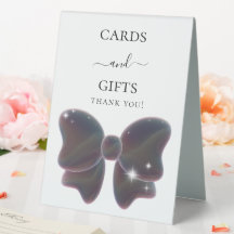 Señal de regalo de tarjetas blancas de arco azul