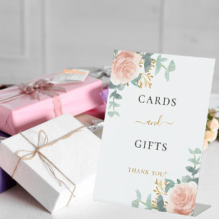 Señal de regalo de tarjetas de eucalipto floral ro