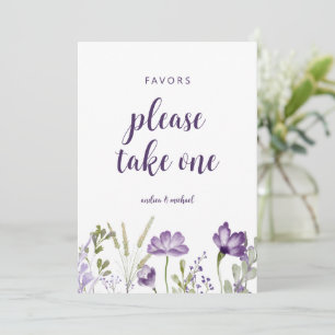 Señal de Regalos de Boda Tarjeta Floral Lavanda Mo