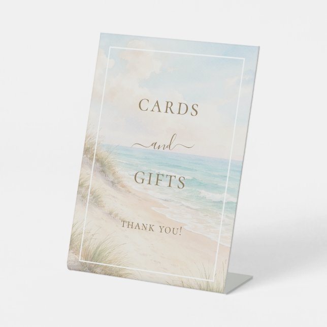 Señal de regalos de tarjetas de fiesta en la playa (Anverso)