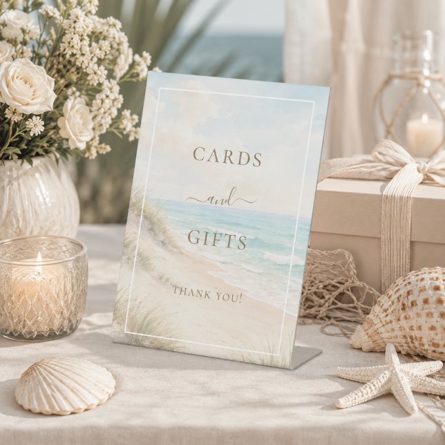 Señal de regalos de tarjetas de fiesta en la playa (Subido por el creador)
