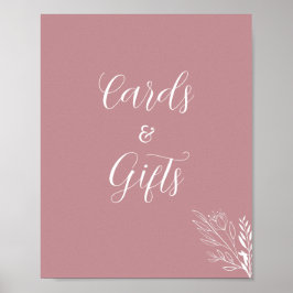 señal de regalos de tarjetas rosadas y blancas de 