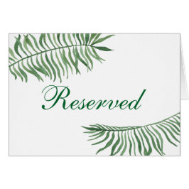 Señal de reservado para boda tropical. Mesa con ho