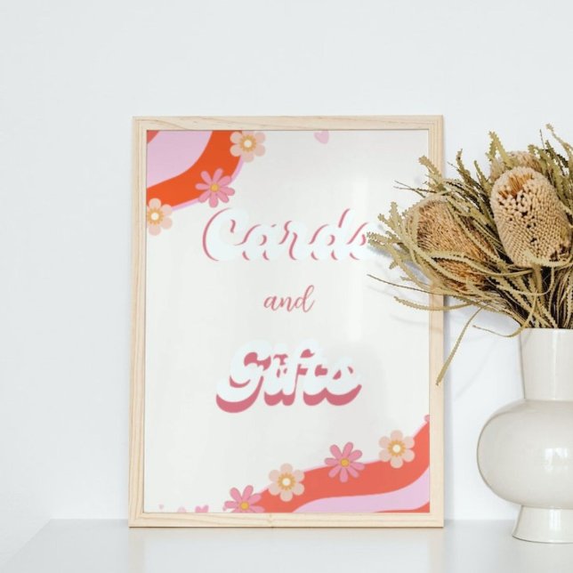 Señal de retro groovy Heart Valentine card & gifts (Subido por el creador)