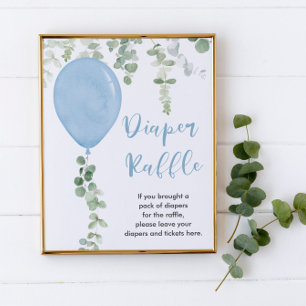Señal de rifa de pañales globos azules verde
