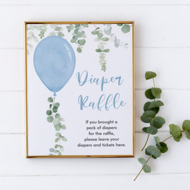 Señal de rifa de pañales globos azules verde (Subido por el creador)