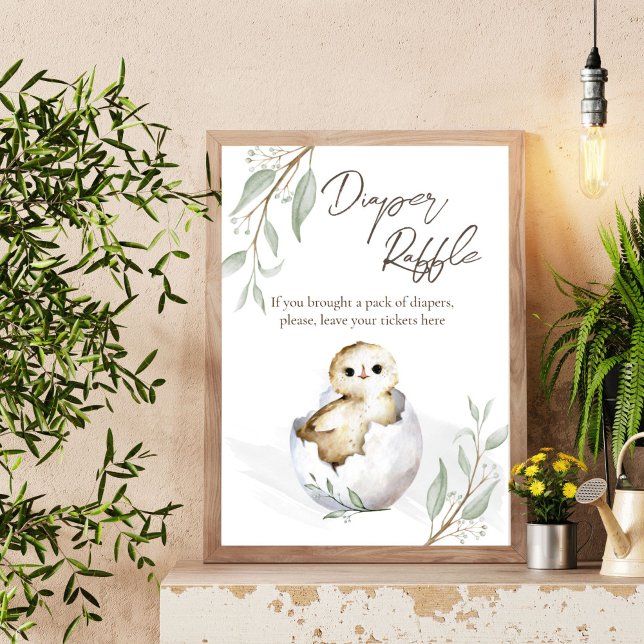 Señal de rifa de pañales para la ducha de bebé (Hatching soon bird baby shower diaper raffle sign ready to hatch little bird baby shower sign)