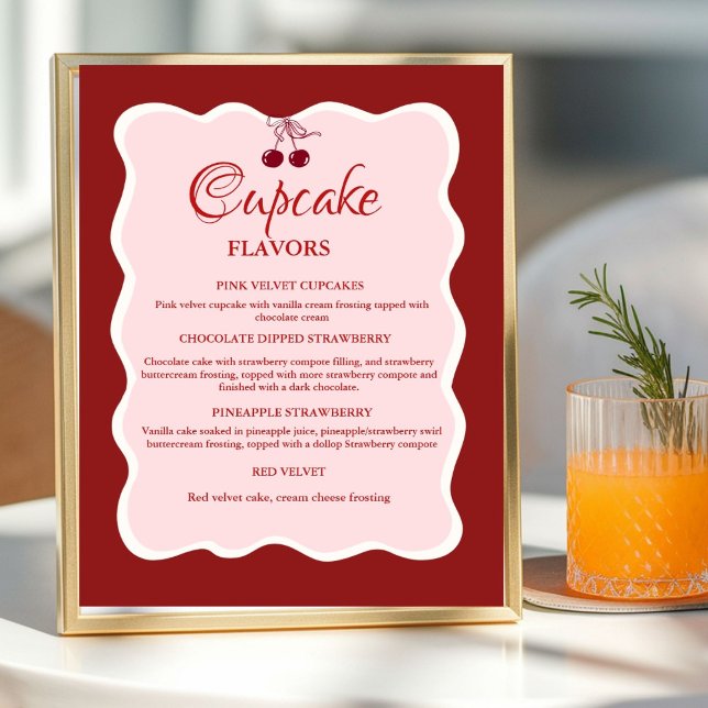 señal de sabores de Cupcake rojos y rosados del Dí (Subido por el creador)