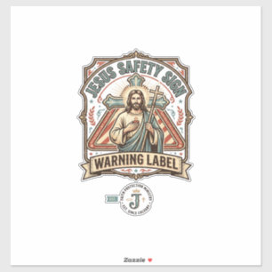 señal de seguridad de Jesús etiqueta de advertenci