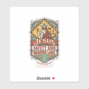 señal de seguridad de Jesús etiqueta de advertenci