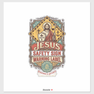 señal de seguridad de Jesús etiqueta de advertenci