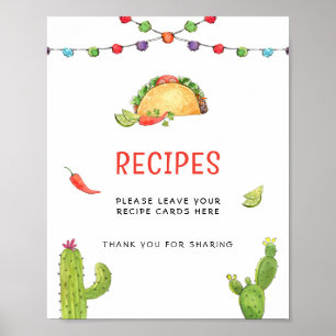 señal de tabla de tarjeta de receta de taco mexica