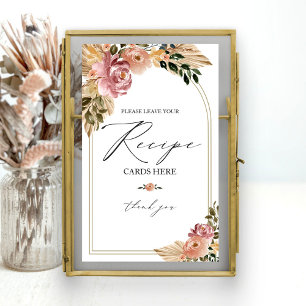 Señal de Tarjeta de Receta de Bridal Shower Chic B