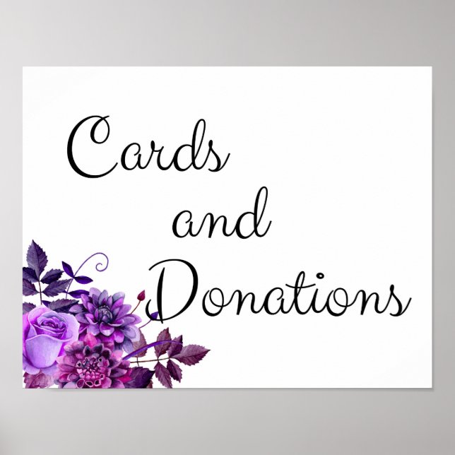 Señal de tarjetas y donaciones. Impresión de boda  (Frente)