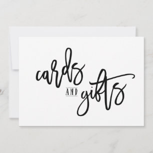 Señal de tarjetas y regalos 5X7 - letra de pincel 