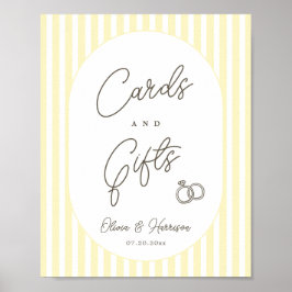 Señal de tarjetas y regalos a rayas amarillas suav