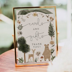 Señal de tarjetas y regalos Boho Woodland Baby Sho