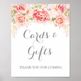 Señal de tarjetas y regalos con flores de acuarela