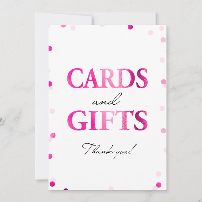 Señal de tarjetas y regalos | Confeti magenta rosa (Anverso)