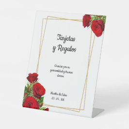 Señal de tarjetas y regalos de bodas de rosas roja