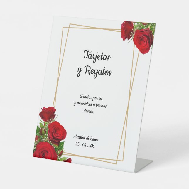 Señal de tarjetas y regalos de bodas de rosas roja (Anverso)