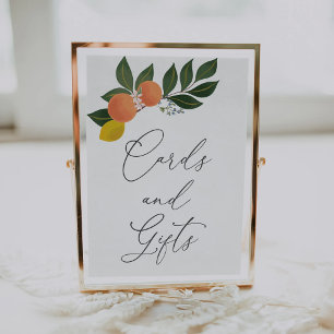 señal de tarjetas y regalos de cítricos Orange
